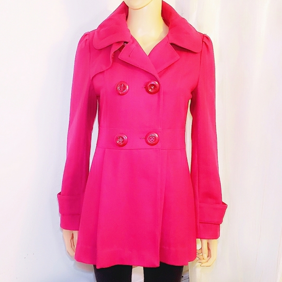 Ladies Pea Coat Fuschia Winter 
